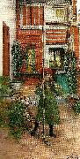 Carl Larsson brita med krattan- krattning painting